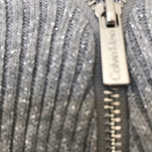 Silver Calvin Klein zip up cardigan - Picture 2 of 3